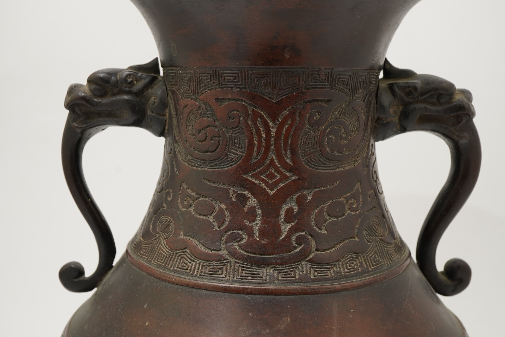 A Chinese archaistic bronze vase, hu, 19th century